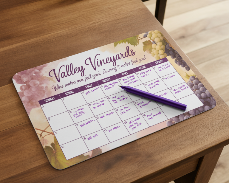 Dry erase counter mat for writing daily specials and pricing