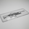 Custom printed counter mat placed on a retail checkout counter