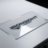 Clear transparent counter mat with custom printed logo on polished vinyl