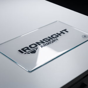 Clear transparent counter mat with custom 4-color printed logo