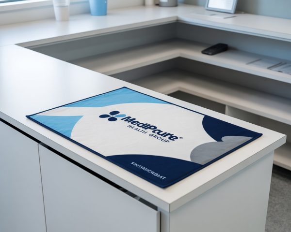 Close-up of fabric counter mat showing vivid heat-infused dye sublimation print quality