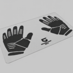 Branded counter mat featuring a full-color business logo on clear vinyl