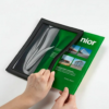 Interchangeable counter mat with slide-in printed insert for retail counters