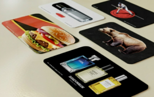 Promotional counter mat with custom logo printed on a retail checkout counter